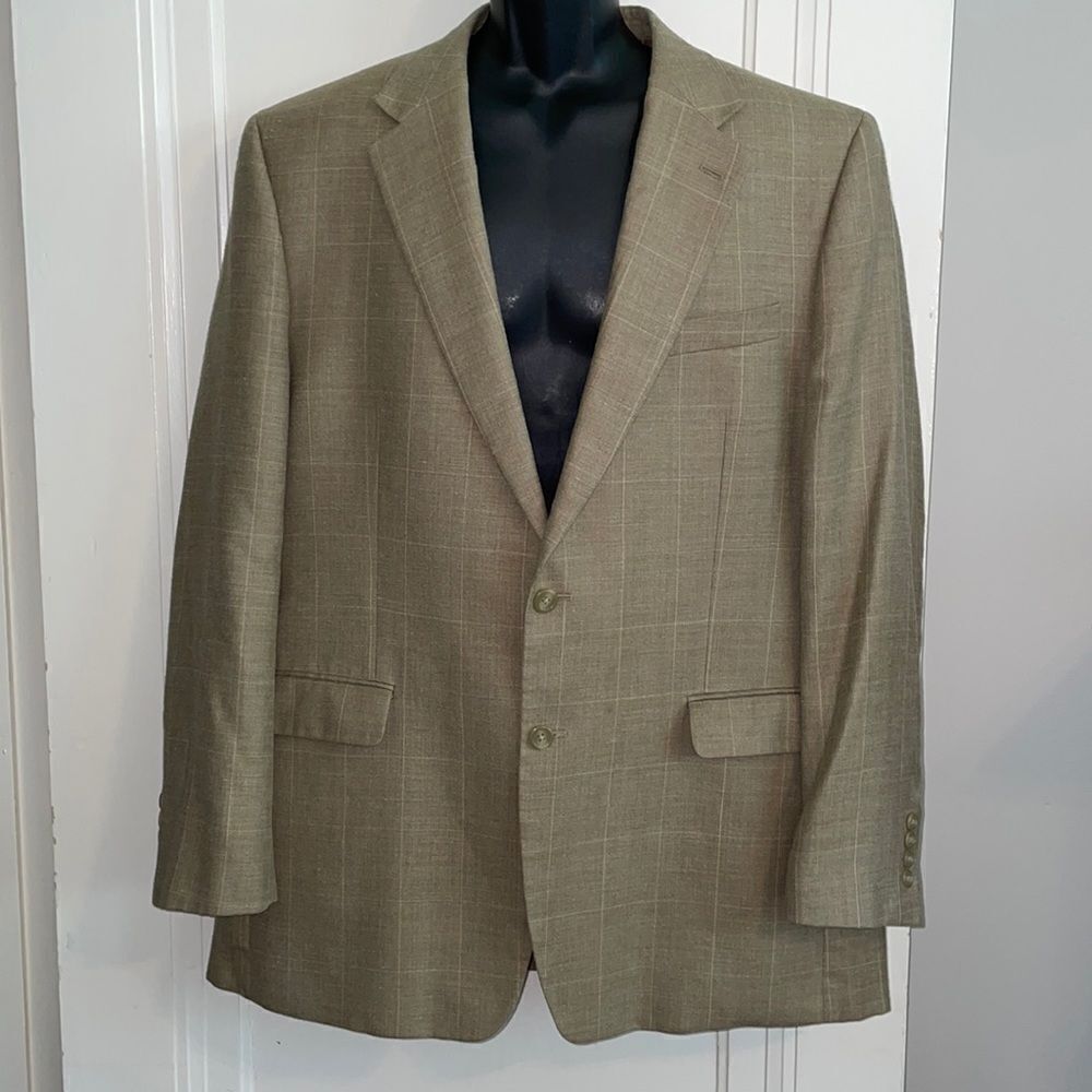 Lauren Ralph Lauren‎ tan plaid silk/linen/wool blazer